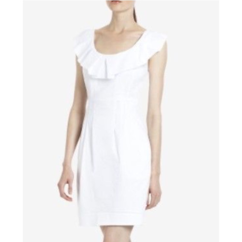BCBG Maxazria V Back Flounce Pleated Dress
